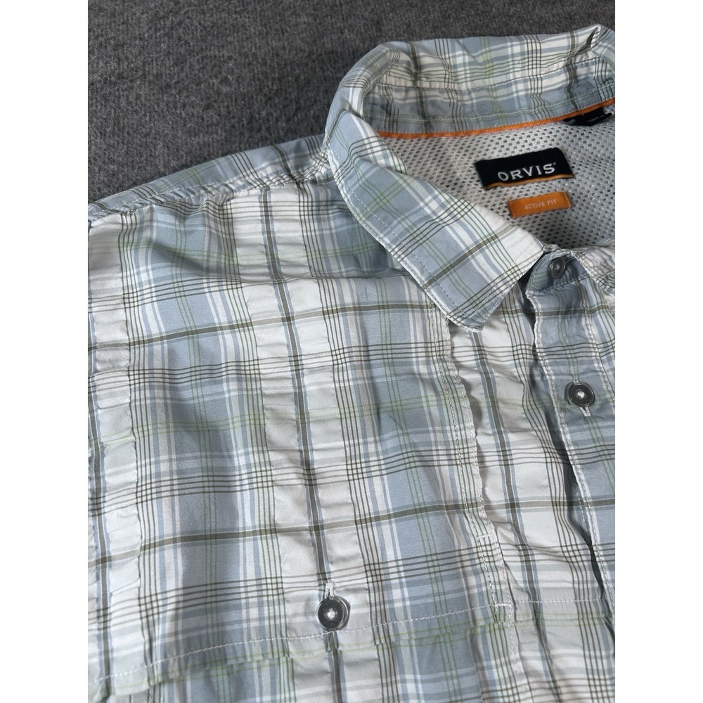 Orvis Men's Short Sleeve Button Front Seersucker Shirt Size XXL Outdoors - Picture 2 of 10